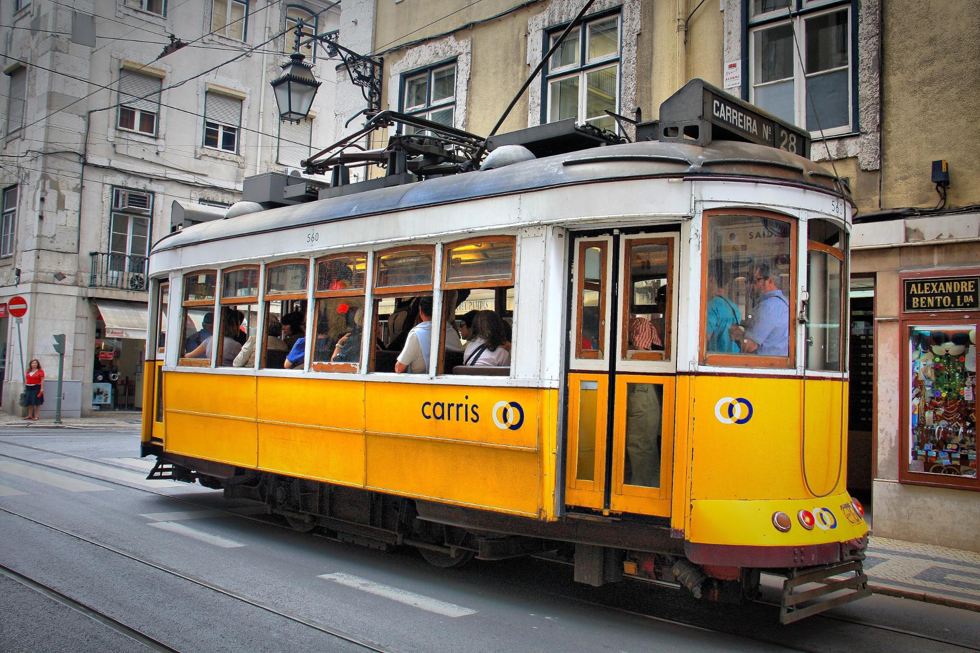 A photograph of the Lisbon tram.